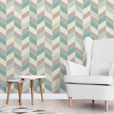 Fine Décor Astrid Teal Geometric Wallpaper | DIY at B&Q