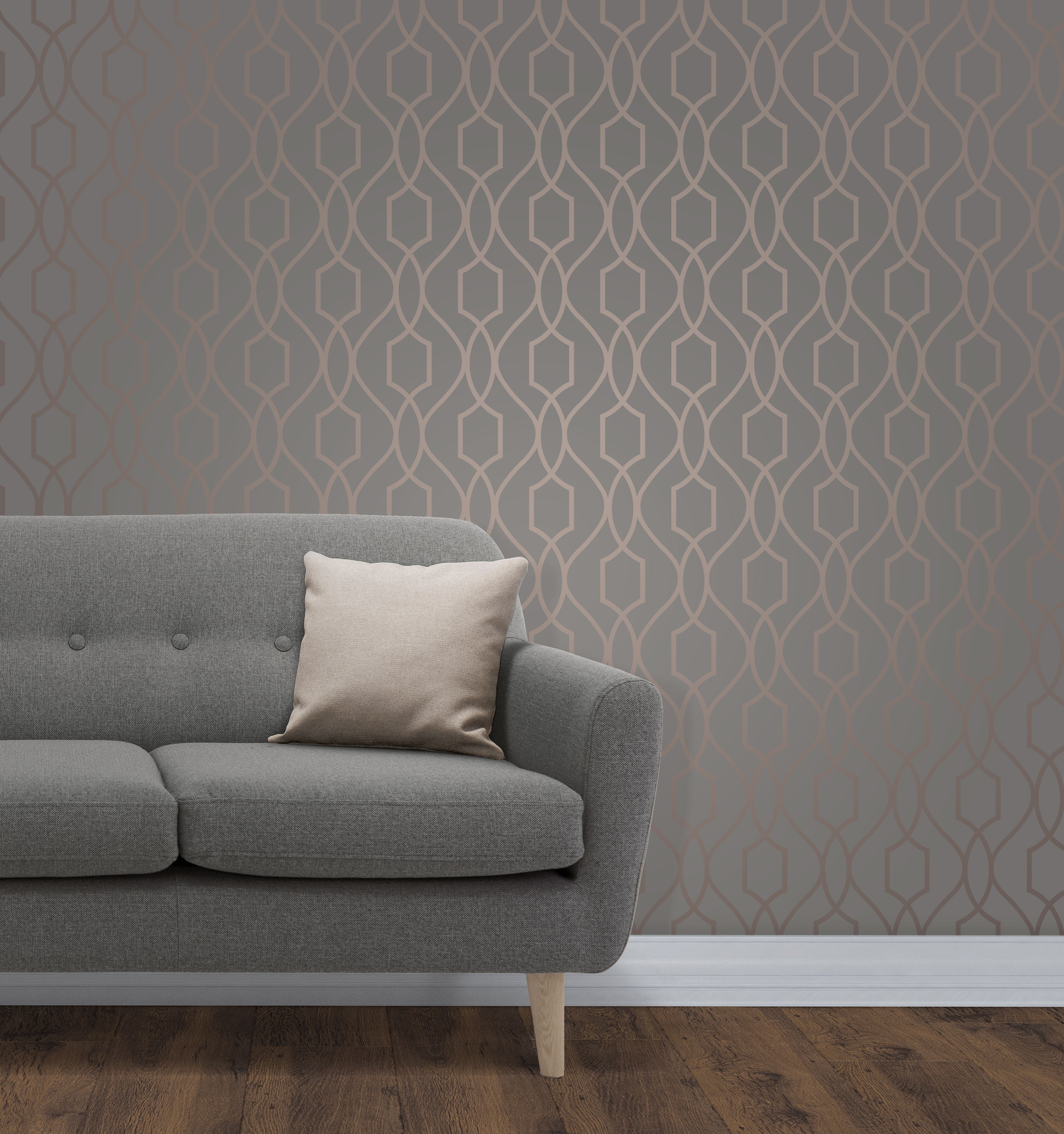 Fine Décor Apex Charcoal Geometric Metallic effect Smooth Wallpaper Sample