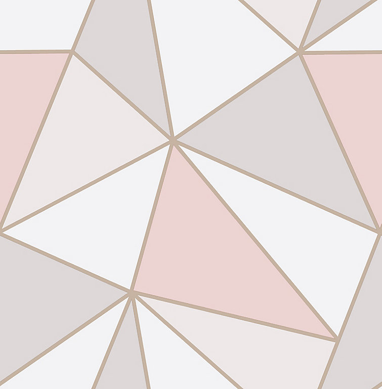 Fine Décor Apex Geometric Rose gold effect Smooth Wallpaper | DIY at B&Q