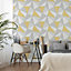 Fine Décor Apex Grey & yellow Geometric Metallic effect Smooth Wallpaper Sample