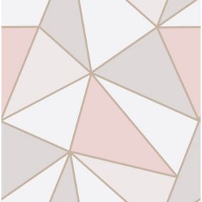 Fine Decor Apex Rose gold effect Geometric Smooth Wallpaper Sample