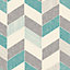 Fine Décor Astrid Teal Geometric Wallpaper