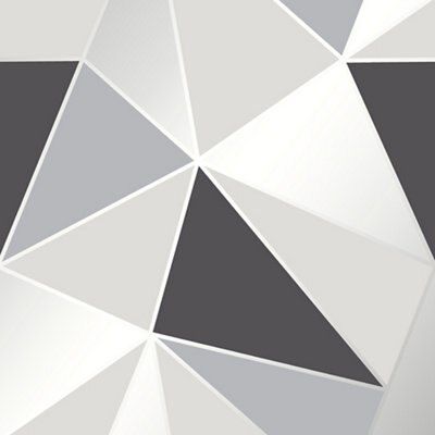 Fine Decor Black & grey Geometric Embossed Wallpaper