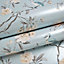 Fine Décor Chinoiserie Teal Foliage & birds Smooth Wallpaper