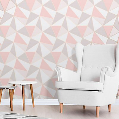 Fine Décor Geometric Rose gold effect Embossed Wallpaper | DIY at B&Q