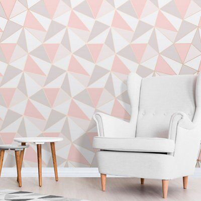 Fine Decor Marblesque Geometric Wallpaper pink/rose Gold (FD42303)