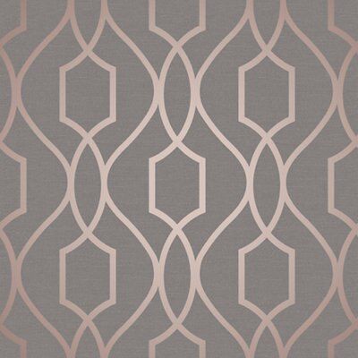 Fine Decor Grey Copper effect Geometric Embossed Wallpaper