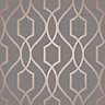 Fine Décor Grey Geometric Copper effect Embossed Wallpaper