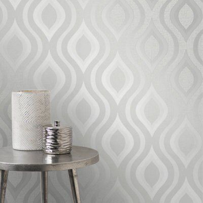 Fine Decor Grey Geometric Embossed Wallpaper