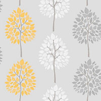 Fine Décor Grey Tree Glitter effect Wallpaper