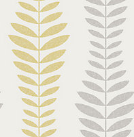 Fine Décor Hampton Grey Foliage Gold effect Smooth Wallpaper