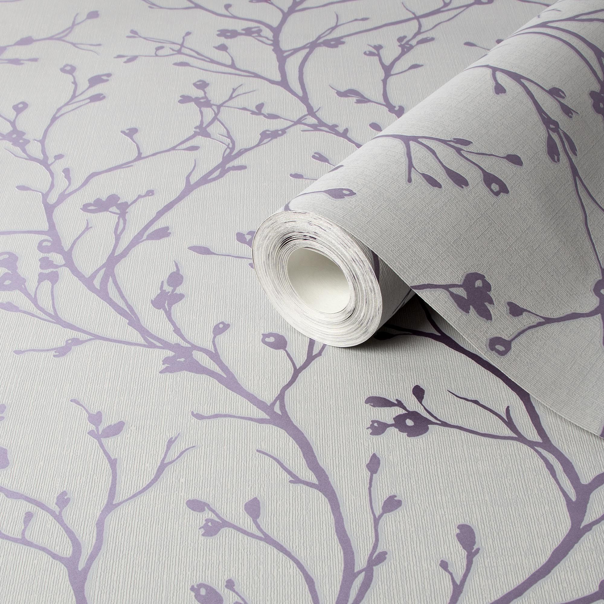 Fine Decor Laurel Mauve Floral Smooth Wallpaper Sample