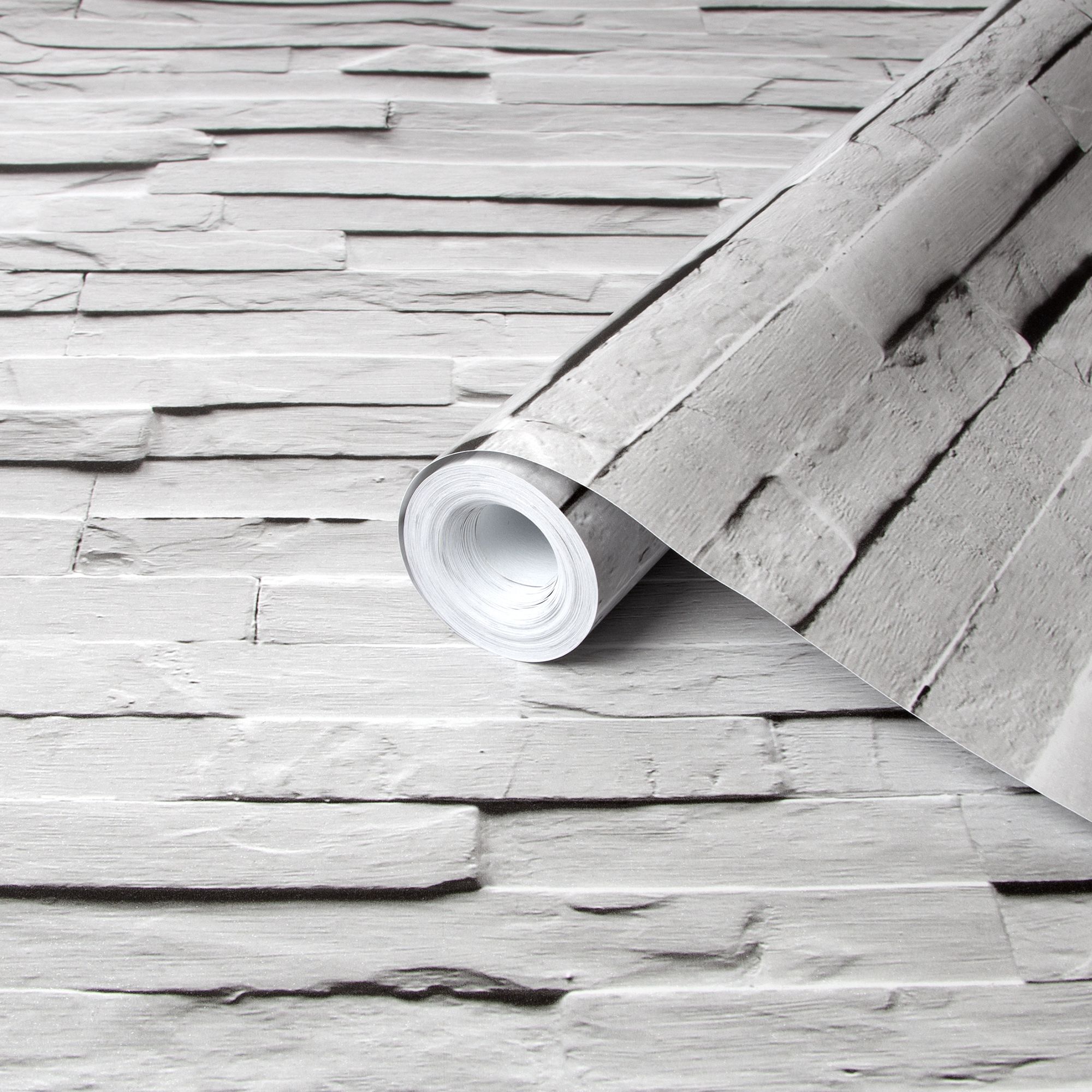 Fine Decor Ledgestone White Stone effect Rustic Smooth Wallpaper
