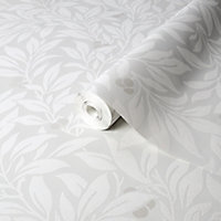 Fine Decor Mulberry Soft grey Floral Smooth Wallpaper Sample