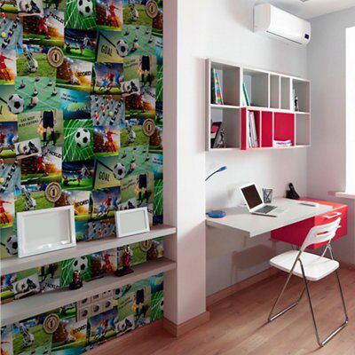 Fine Decor Multicolour Football Wallpaper