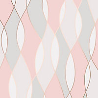 Fine Decor Pink Metallic effect Geometric Embossed Wallpaper