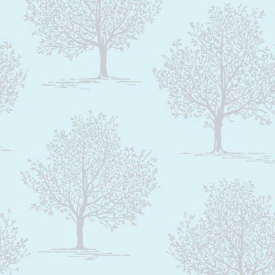 Fine Décor Sparkle Light teal Trees Glitter effect Textured Wallpaper