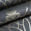 Fine Décor Tuscany Black Damask Gold effect Textured Wallpaper