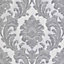 Fine Décor Verona Grey Damask Glitter effect Textured Wallpaper