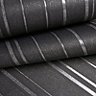 Fine Décor Winchester Black Striped Silver effect Smooth Wallpaper
