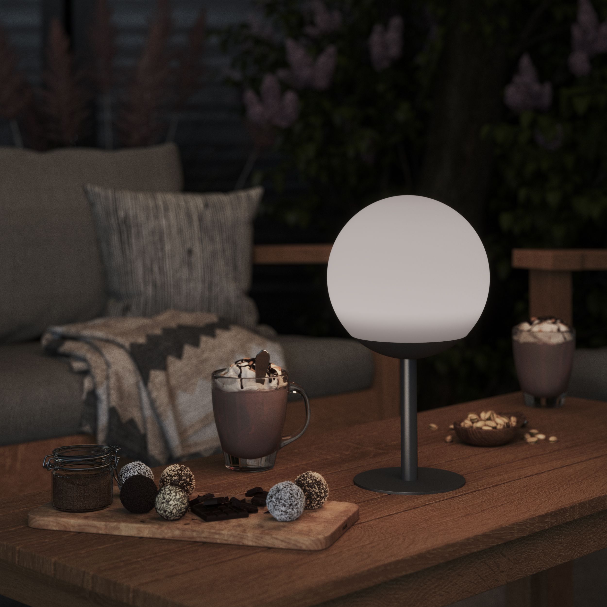 Finster Dark grey Battery-powered Neutral white Integrated LED Outdoor Lamp