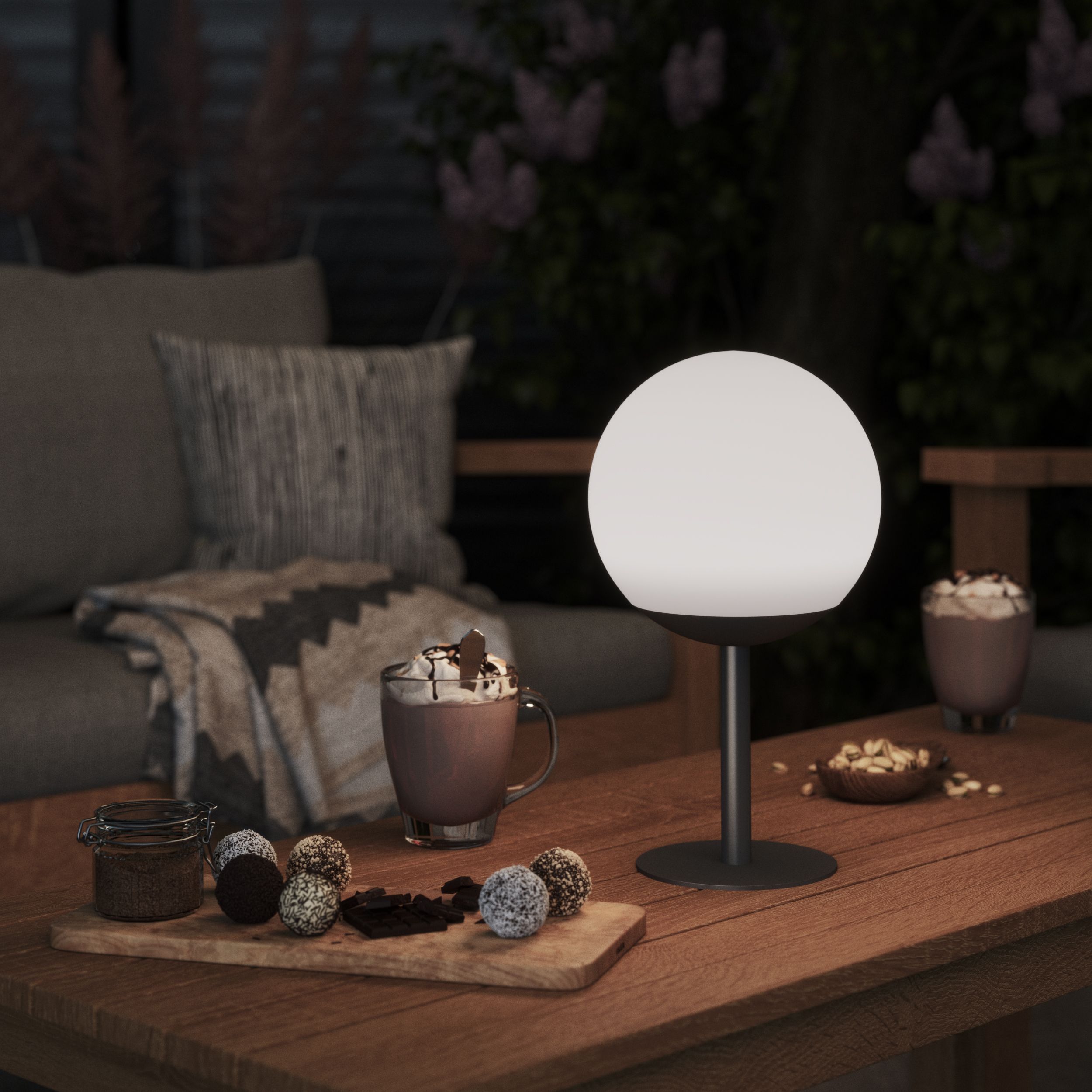 Finster Dark grey Battery-powered Neutral white Integrated LED Outdoor Lamp