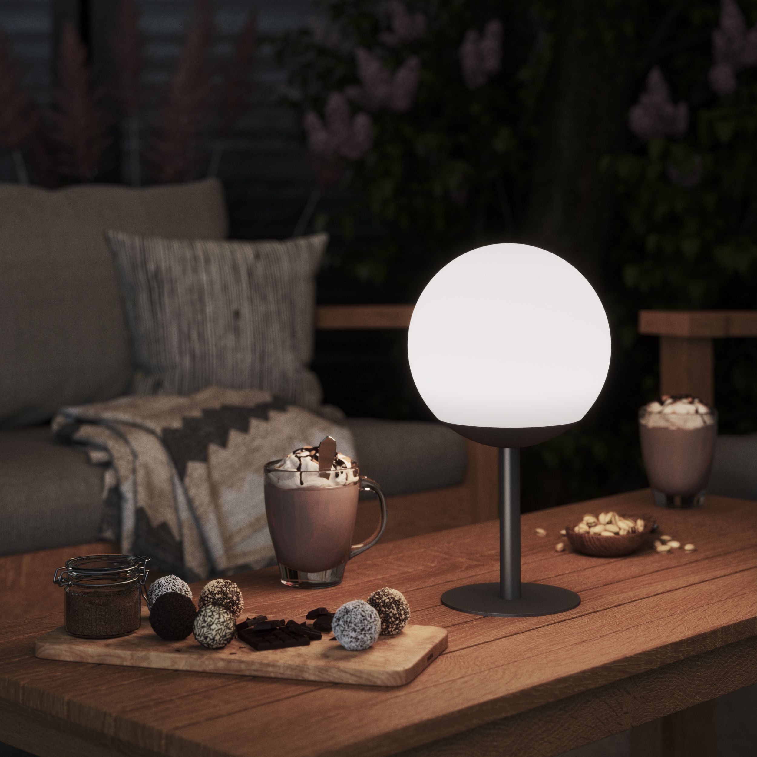 Finster Dark grey Battery-powered Neutral white Integrated LED Outdoor Lamp
