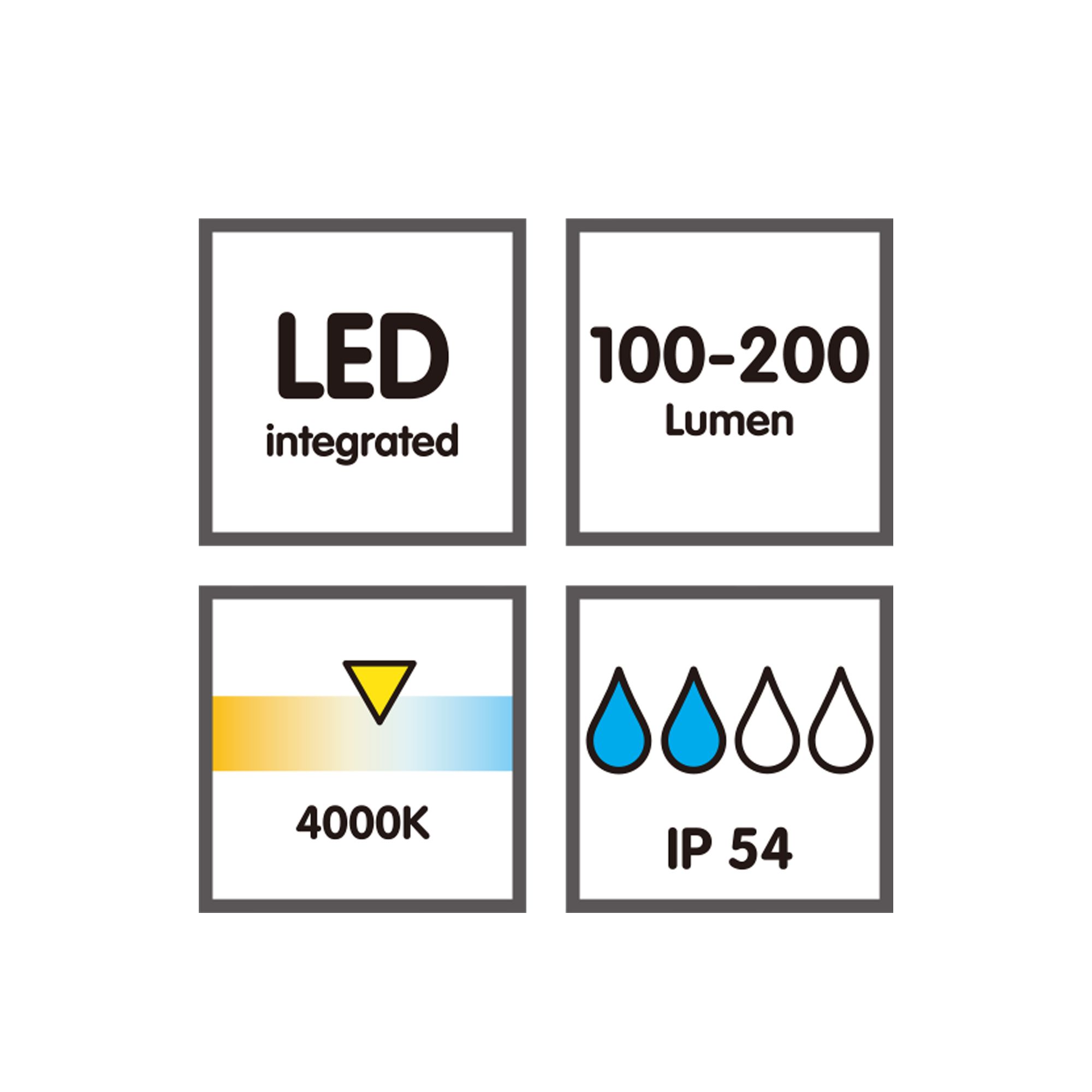 Finster Dark grey Battery-powered Neutral white Integrated LED Outdoor Lamp