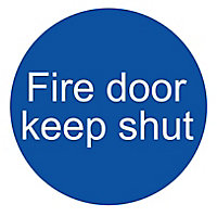 Fire door keep shut PVC Safety sign, (H)100mm (W)100mm