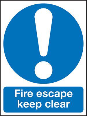 Fire escape keep clear Fire information sign, (H)200mm (W)150mm | DIY ...