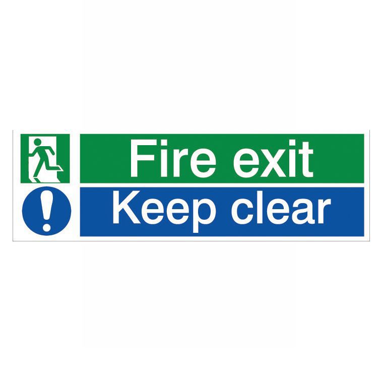Fire exit keep clear Polyvinyl chloride (PVC) Safety sign, (H)125mm (W ...