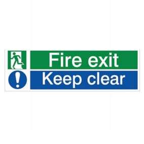 Fire exit keep clear PVC Safety sign, (H)125mm (W)400mm