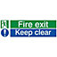 Fire exit keep clear PVC Safety sign, (H)80mm (W)250mm