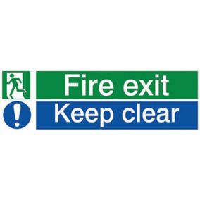 Fire exit keep clear PVC Safety sign, (H)80mm (W)250mm
