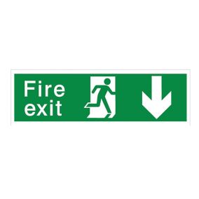 Fire exit with arrow back Polyvinyl chloride (PVC) Safety sign, (H)125mm (W)400mm