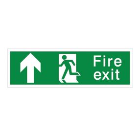 Fire exit with arrow forward Polyvinyl chloride (PVC) Safety sign, (H)125mm (W)400mm