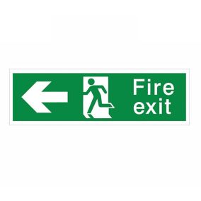 Fire exit with arrow left Polyvinyl chloride (PVC) Safety sign, (H)125mm (W)400mm