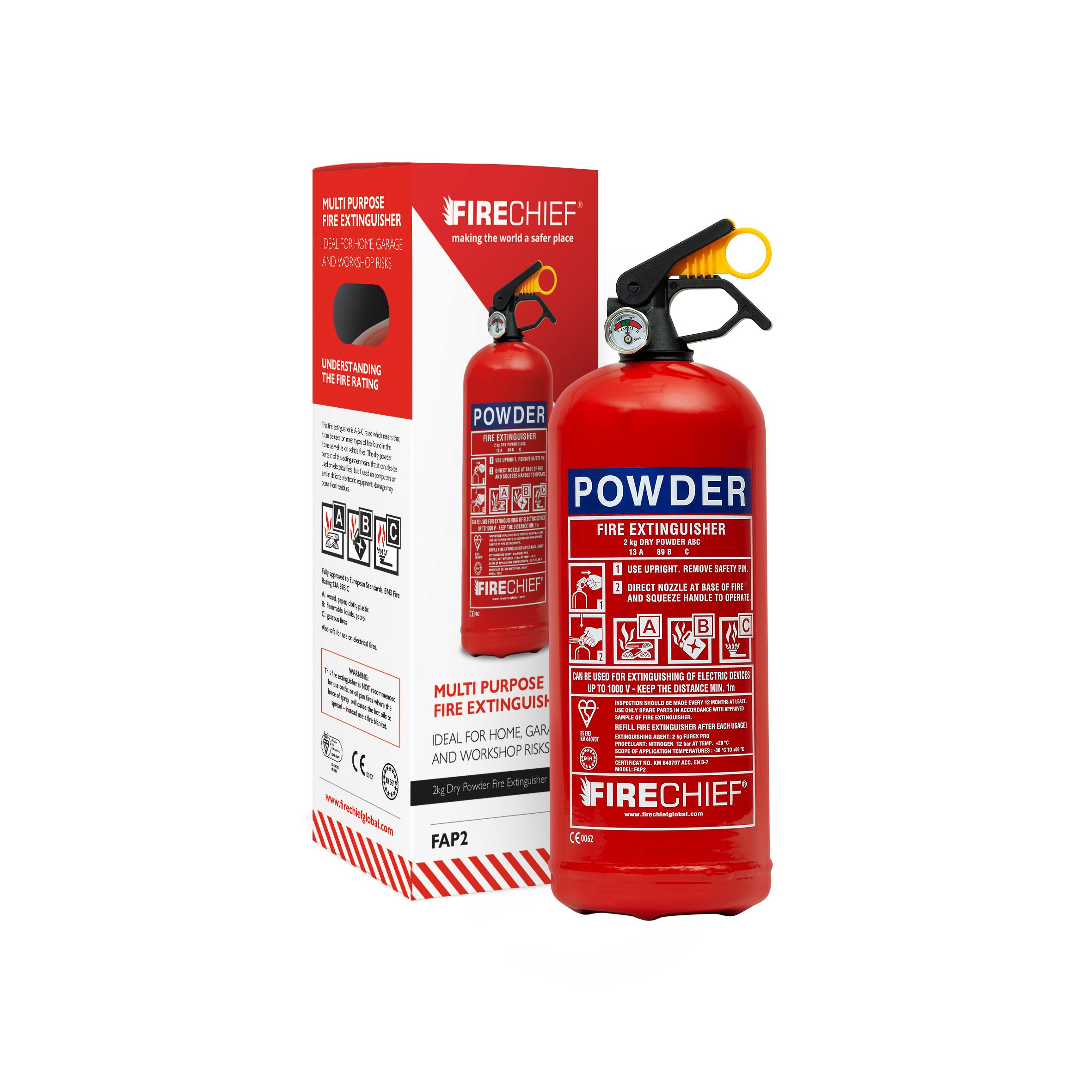 FIRECHIEF FXP2 - XTRP2R 2KG Powder Fire Extinguisher Red
