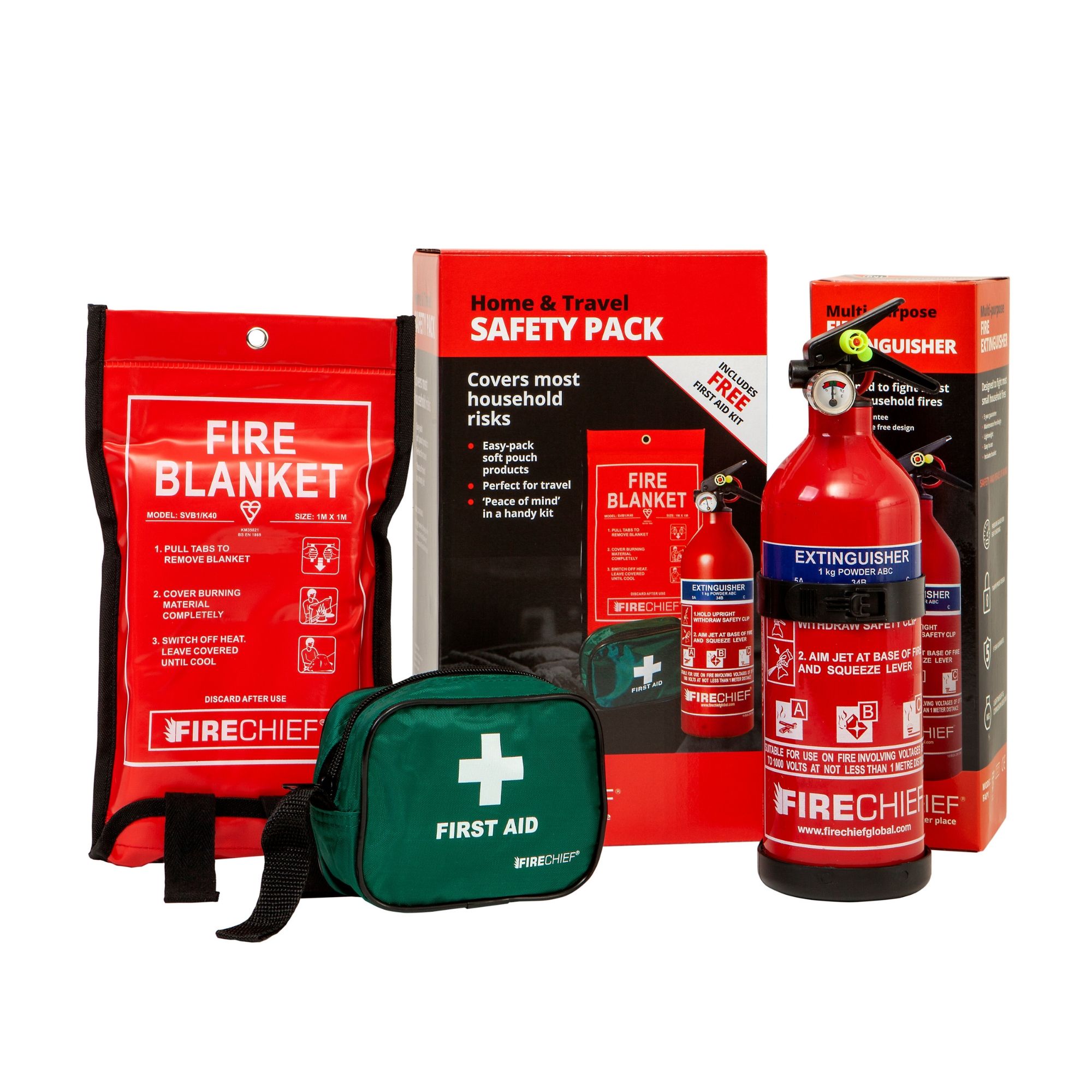 Firechief Home & Travel Dry powder Fire safety kit