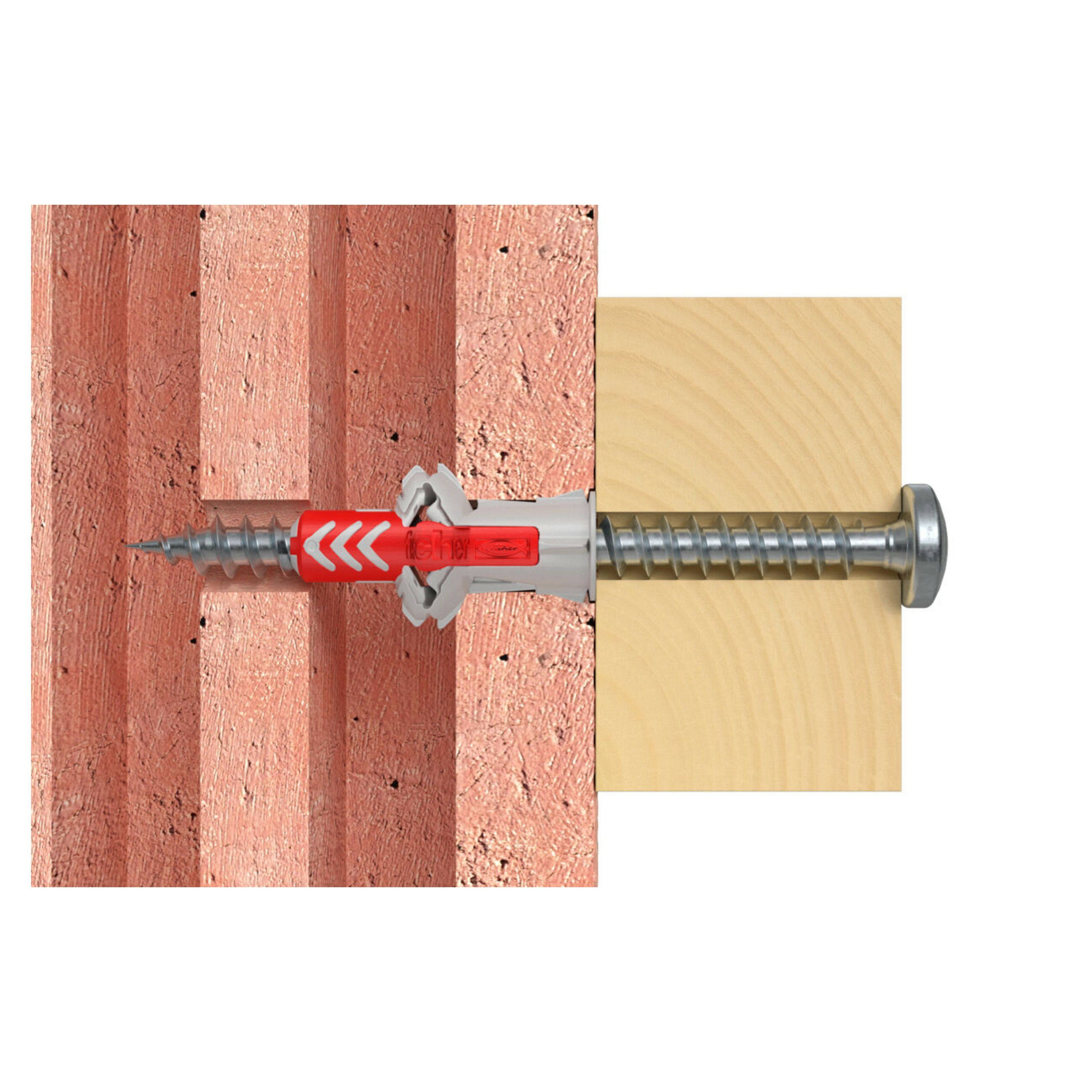Fischer DuoPower Grey & red Nylon Wall plug (Dia)8mm (L)40mm, Pack of 18