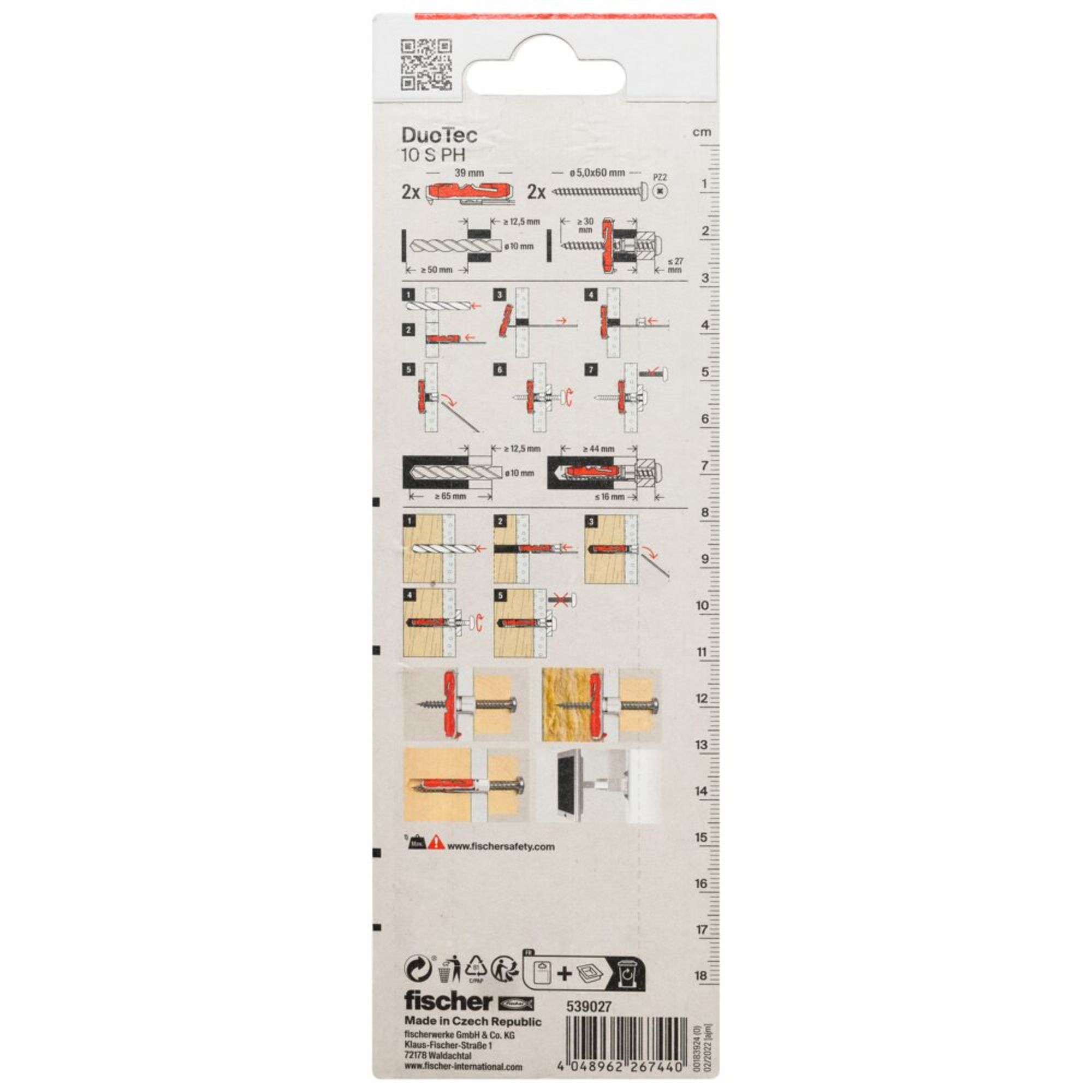 Fischer DuoTec Plasterboard fixing (Dia)10mm (L)65mm, Pack of 2