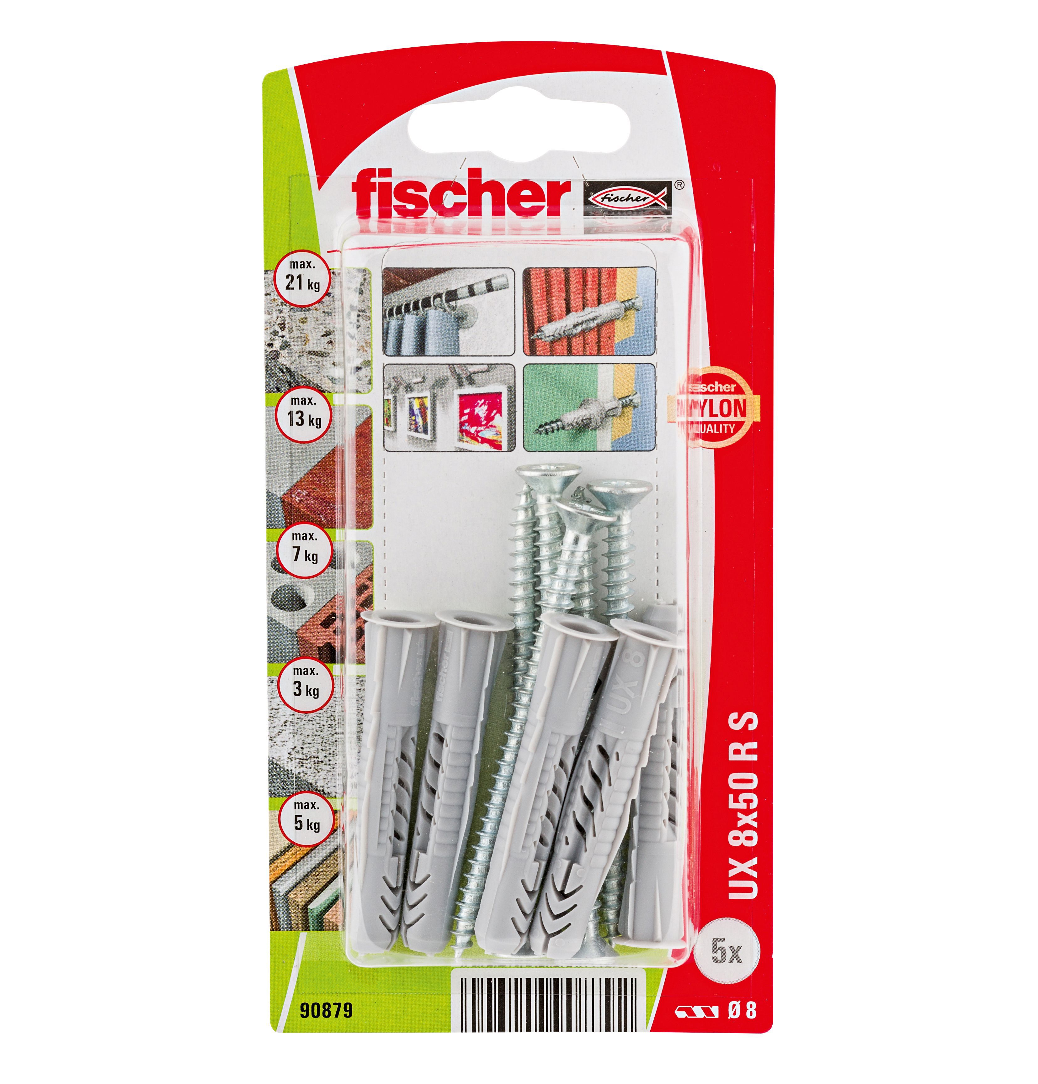 Fischer Grey Multi-purpose screw & wall plug (Dia)8mm (L)50mm, Pack of 5 Price Comparisons | Compare The Build
