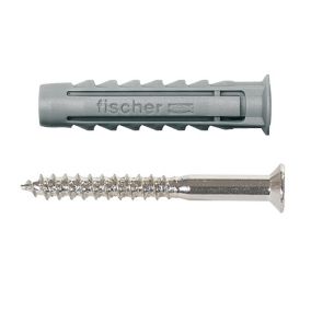 Fischer Grey Nylon & steel Multi-purpose screw & wall plug (Dia)8mm (L)40mm, Pack of 50