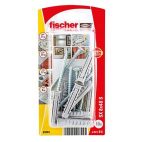 Fischer Grey Nylon & steel Wall plug (L)40mm (Dia)8mm, Pack of 10