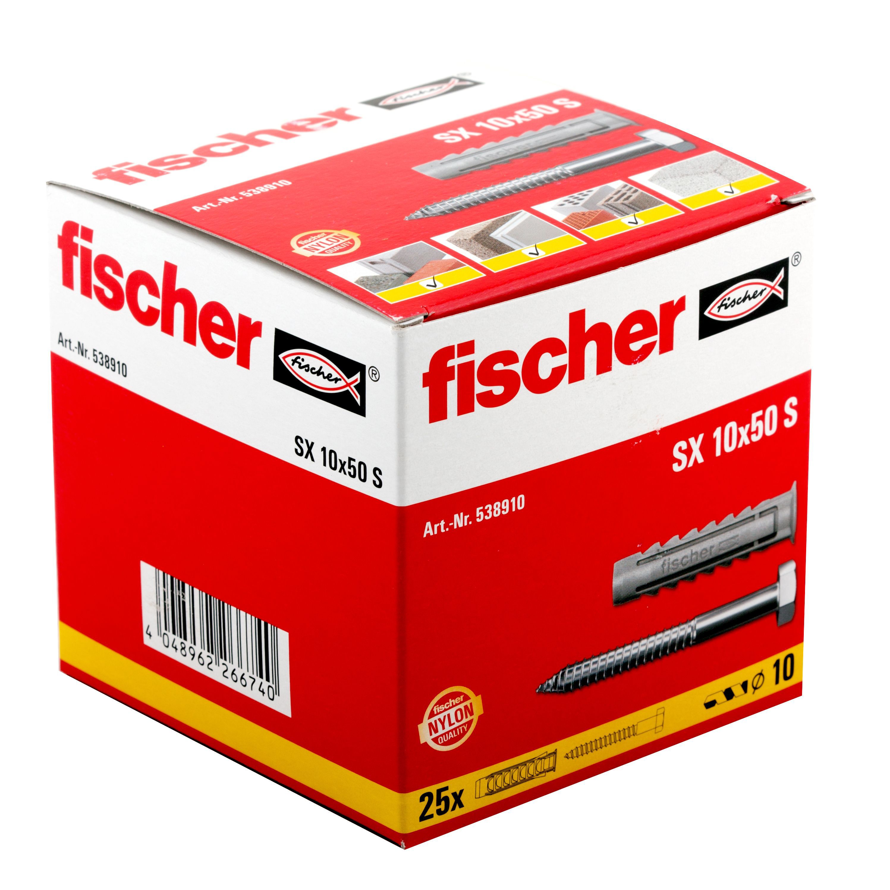 Fischer Grey Nylon & steel Wall plug (L)50mm (Dia)10mm, Pack of 25
