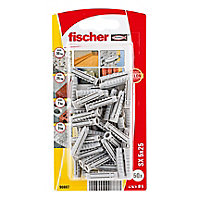 Fischer Grey Nylon Wall plug (L)25mm (Dia)5mm, Pack of 50