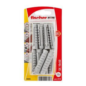 Fischer Grey Nylon Wall plug (L)50mm (Dia)10mm, Pack of 10