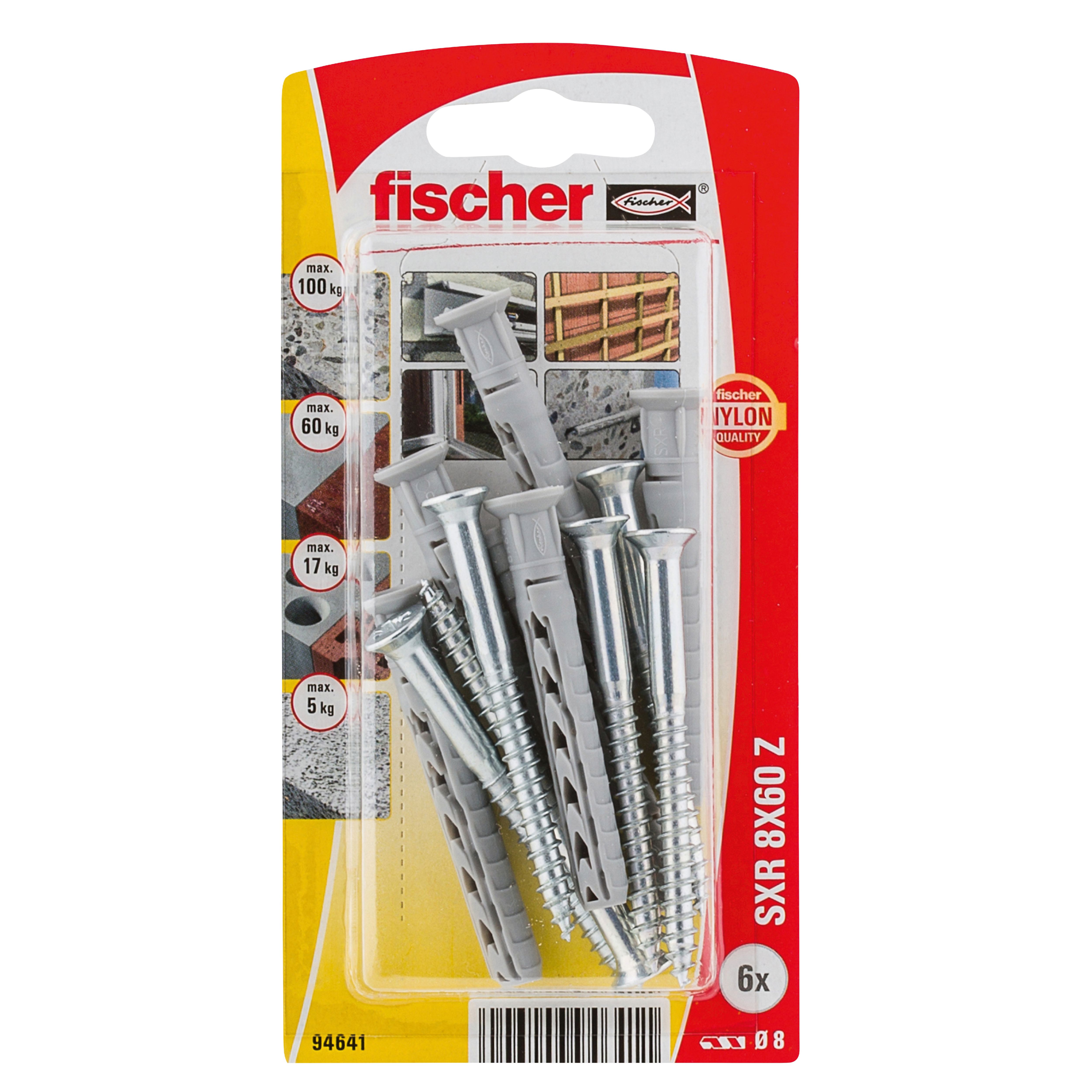 Fischer PZ Countersunk Frame fixing (Dia)8mm (L)60mm, Pack of 6