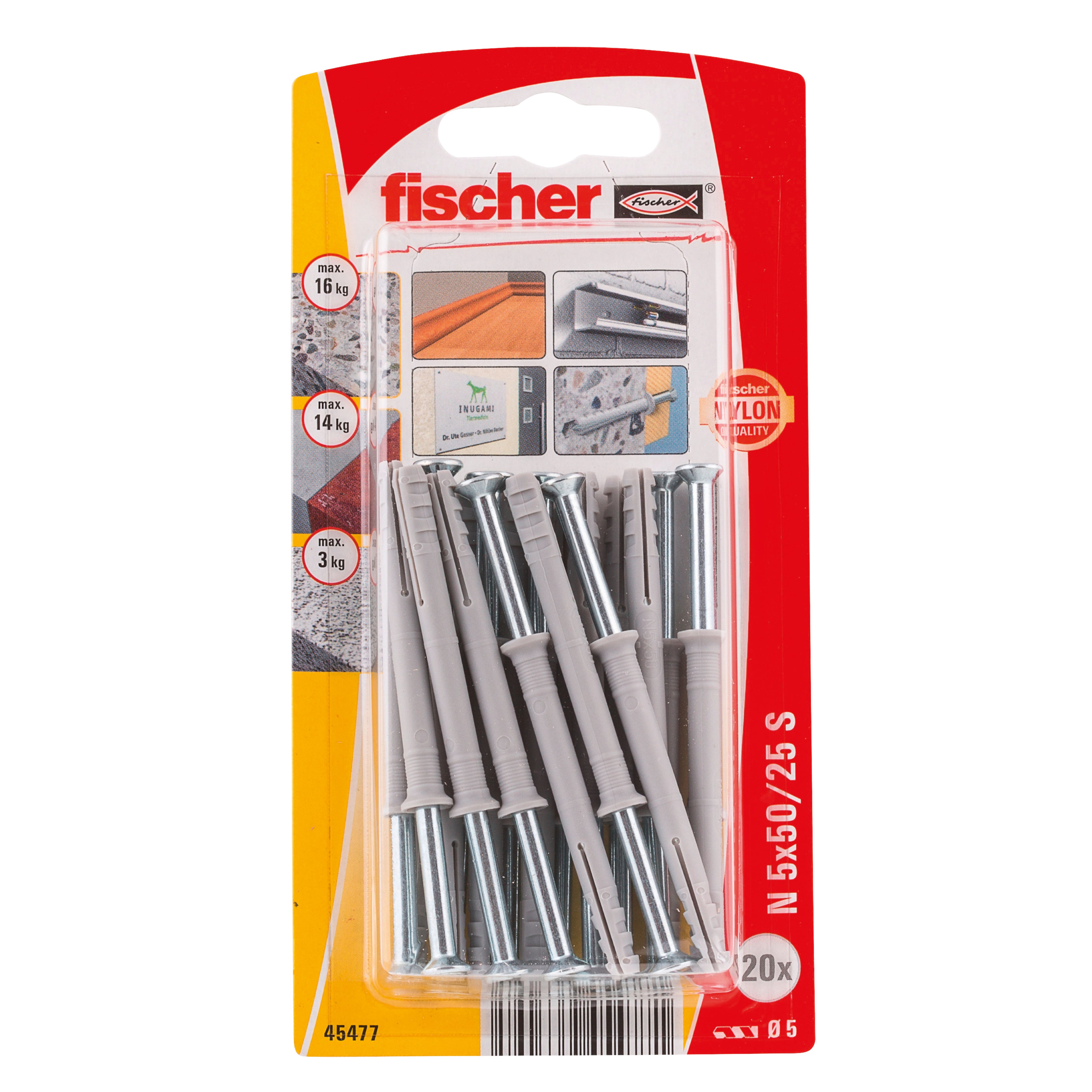 Fischer PZ Countersunk Hammer fixing (Dia)5mm (L)50mm, Pack of 20