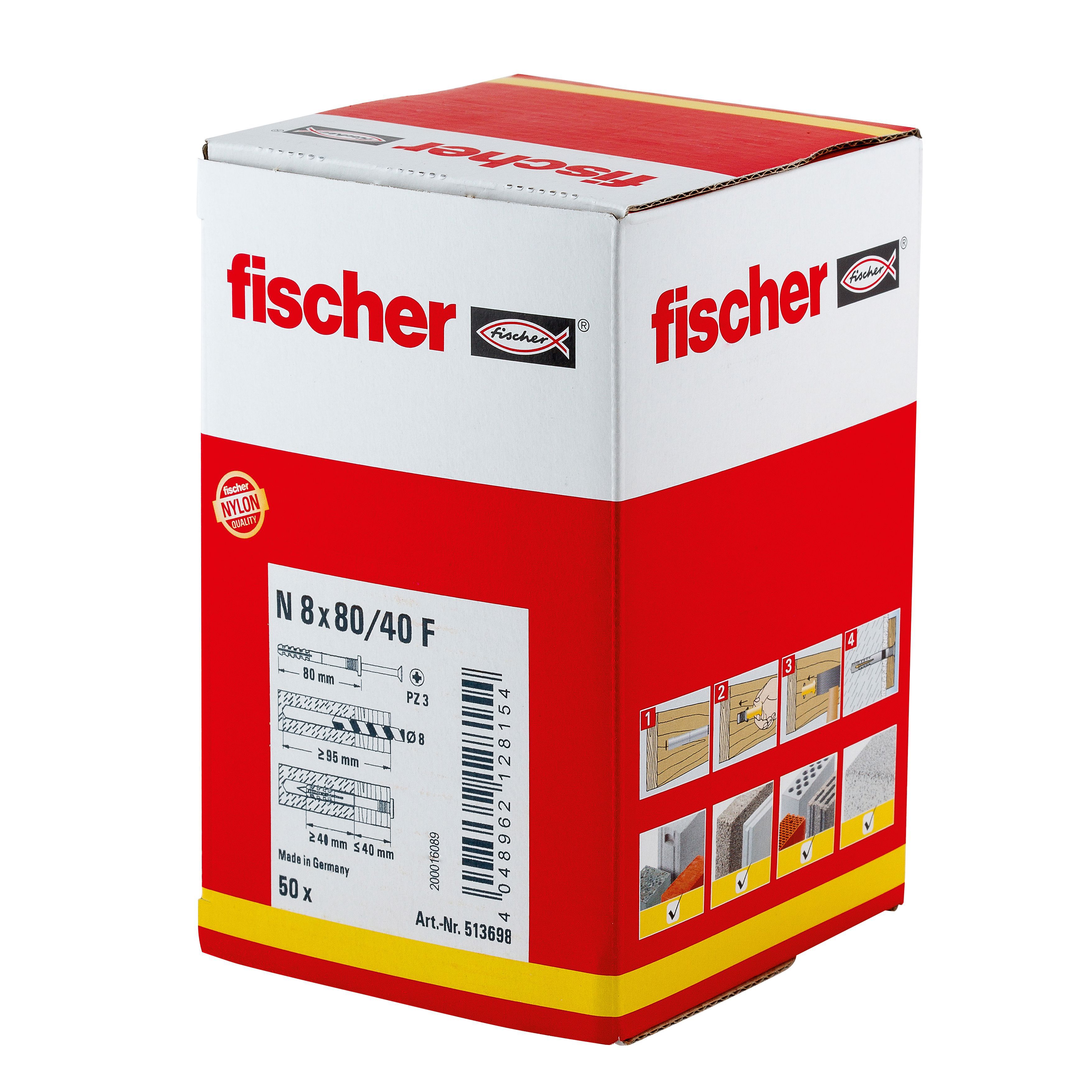 Fischer PZ Hammer fixing (Dia)8mm (L)80mm, Pack of 50